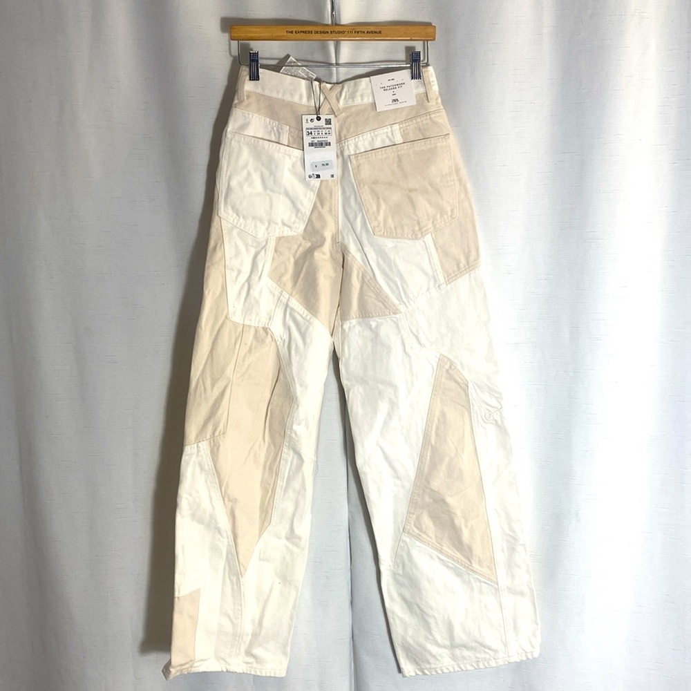 Zara Relaxed Fit Patchwork Jeans Size 2 - Picture 7 of 13